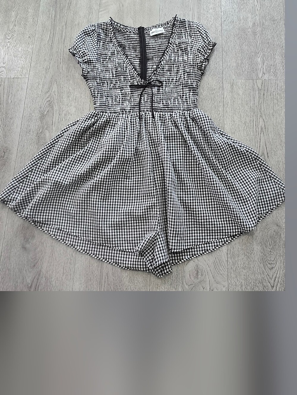 Princess Polly Black & White Gingham Smocked Romper - Picture 4 of 12